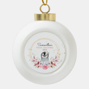 Baby's First Christmas Penguin Keramik Kugel-Ornament