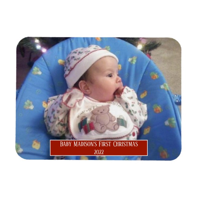 Baby's First Christmas Personalisiert Foto Magnet (Horizontal)