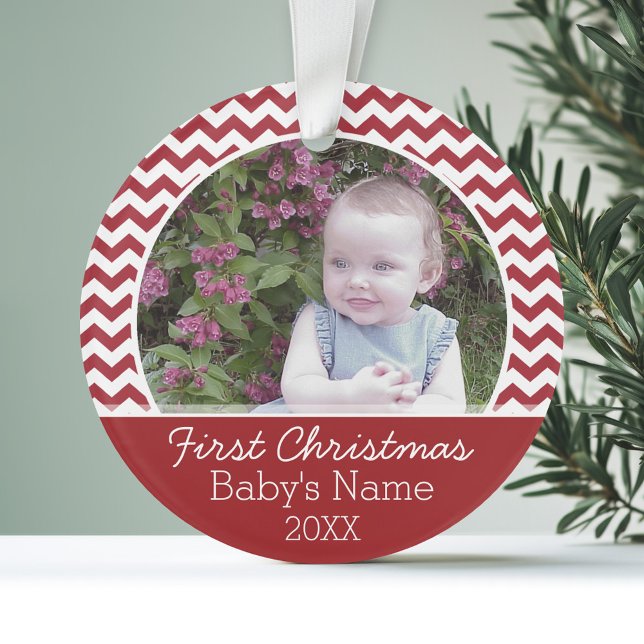 Baby's First Christmas Personalisiert Foto Ornament (Personalized Photo Ornament - First Christmas Theme)