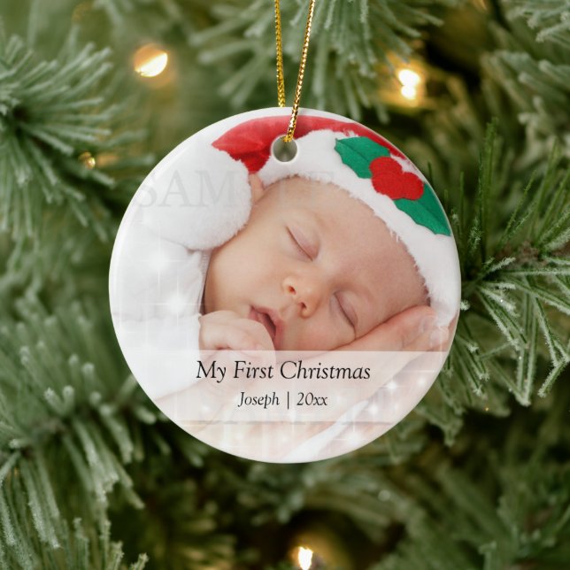 Baby's First Christmas Personalisiert Foto Templat Keramik Ornament (Baum)