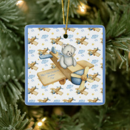 Baby's First Christmas Personalize Blue Niedlich B Keramikornament