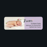 Baby's First Christmas Personalized Photo, purple<br><div class="desc">Mit so vielen Familienmitgliedern und Freunden, die dieses Jahr Babys willkommen heißen, war ich inspiriert, dieses Design zu kreieren (siehe andere Produkte in dieser Kollektion). Ersetzen Sie die Bildvorlage durch Ihr Liebling und bearbeiten Sie den Bereich Familienname und Adresse. Ich habe die Farbe auch angepasst, wenn Sie eine andere Farbe...</div>