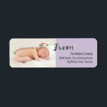 Baby's First Christmas Personalized Photo, purple<br><div class="desc">Mit so vielen Familienmitgliedern und Freunden, die dieses Jahr Babys willkommen heißen, war ich inspiriert, dieses Design zu kreieren (siehe andere Produkte in dieser Kollektion). Ersetzen Sie die Bildvorlage durch Ihr Liebling und bearbeiten Sie den Bereich Familienname und Adresse. Ich habe die Farbe auch angepasst, wenn Sie eine andere Farbe...</div>