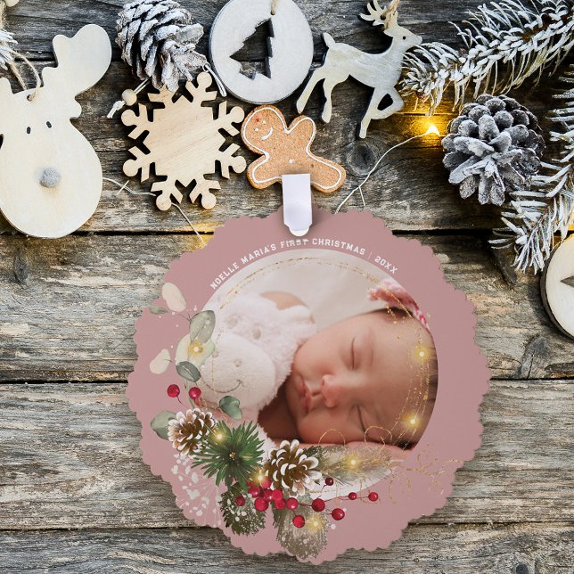 Baby's First Christmas Photo Keepsake Ornament Karte (Von Creator hochgeladen)