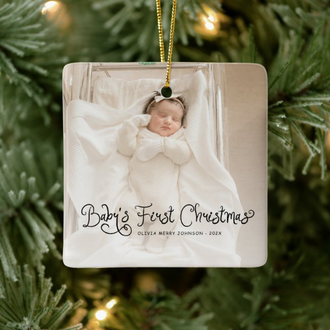 Babys First Christmas  Photo  Keramikornament (Baum)
