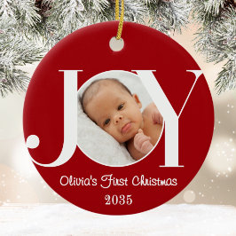 Baby's First Christmas Photo Red Keramik Ornament