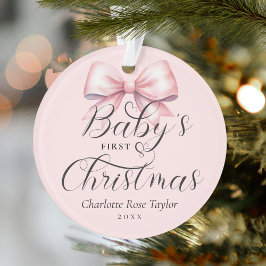 Baby's First Christmas Pink Bow Keepake Ornament