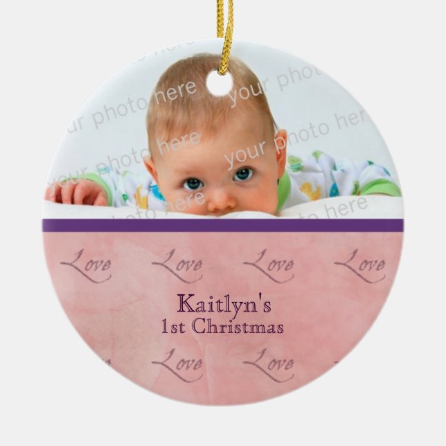 Baby's First Christmas Pink Ornament (Vorne)
