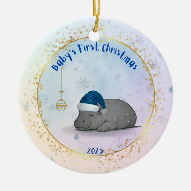 Baby's First Christmas - Porcelain Hippo Ornament (Vorne)