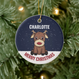 Baby's First Christmas Rentier & Foto Keramik Ornament