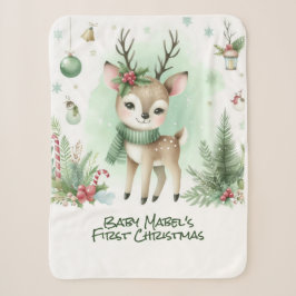 Baby's First Christmas Rentier Green Sherpadecke