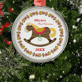 Baby's First Christmas Rocking Horse Ornament Aus Metall