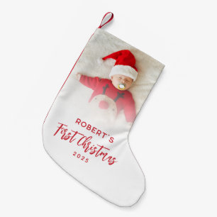 Baby's First Christmas Script Foto Custom Kleiner Weihnachtsstrumpf