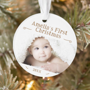 Baby's First Christmas Simple Foto Keepake Ornament