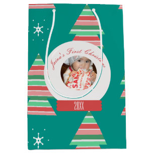 Baby's First Christmas Snowglobe Snowflakes Tree Mittlere Geschenktüte