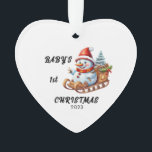Baby's First Christmas Snowman Akrylus Ornament<br><div class="desc">Baby's First Christmas Snowman Sleigh Ornament,  Kann mit dem Namen des Babys,  Jahr der Weihnachten und Jahr personalisiert werden.</div>