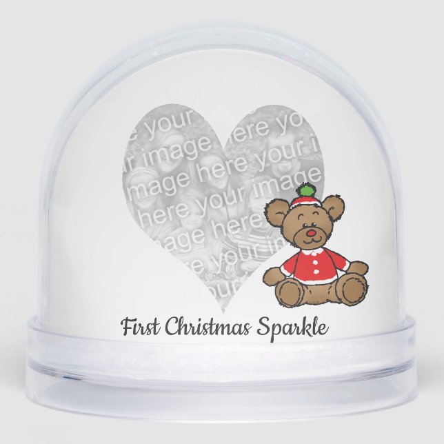 Baby's First Christmas Sparkle – Teddy Bear Schneekugeln (Vorderseite)