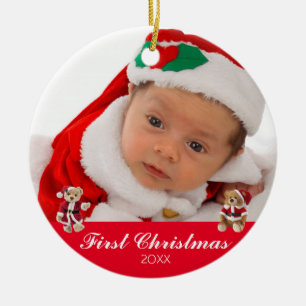 Baby's First Christmas Two Sided Personalisiert Keramik Ornament