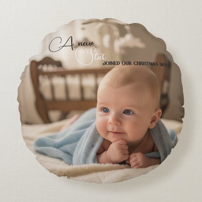Baby's First Christmas Wish Rundes Kissen (Vorderseite)