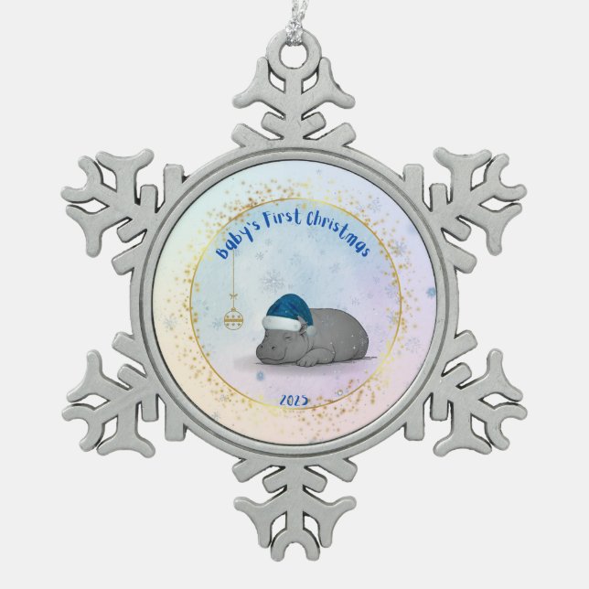 Baby's First ChristmPygmy Hippo Christmas Ornament (Vorderseite)