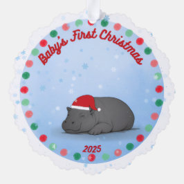Baby's First Chritmas - Paper Ornament - Hippo