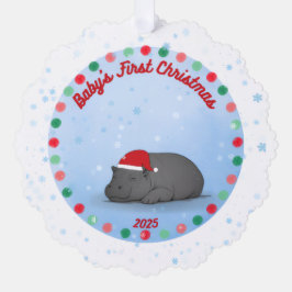 Baby's First Chritmas - Paper Ornament - Hippo