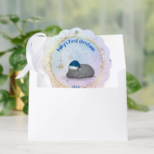 Baby's First Chritmas - Paper Ornament - Hippo Karte (Umschlag)