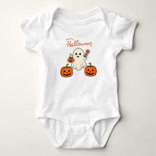 Baby's First Halloween Ghost and Pumpkin Baby Strampler