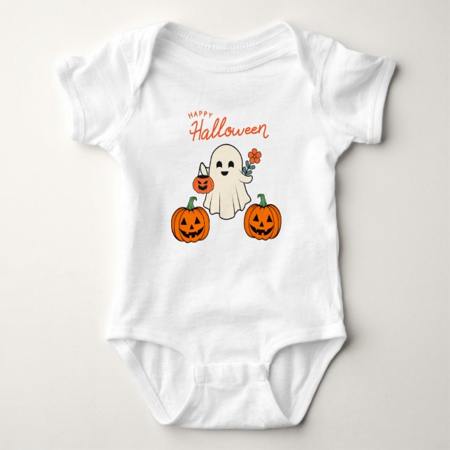 Baby's First Halloween Ghost and Pumpkin Baby Strampler (Vorderseite)