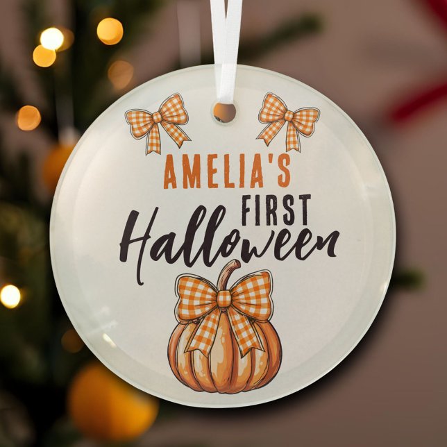 Baby's First Halloween Pumpkin Bow Ornament Aus Glas (Von Creator hochgeladen)