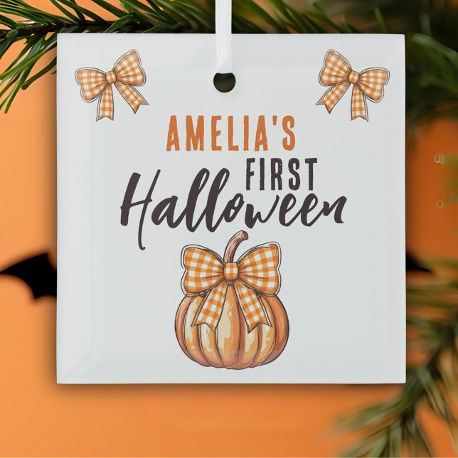 Baby's First Halloween Pumpkin Bow Ornament Aus Glas (Von Creator hochgeladen)