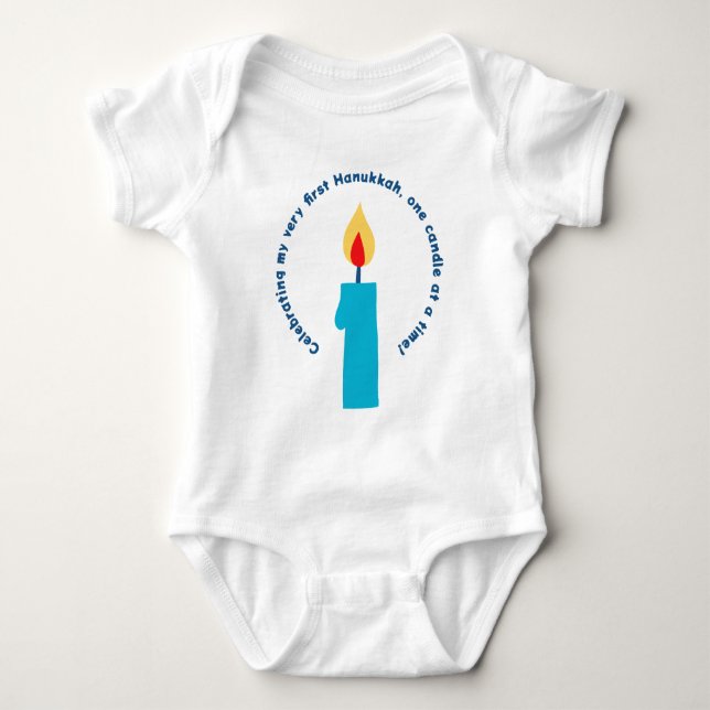 Baby's First Hanukkah Candle Niedlich Funny Baby B Baby Strampler (Vorderseite)