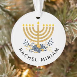 Baby's First Hanukkah | Datiert Keepake Blue & Gol Ornament