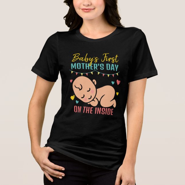 Baby's First Mother's Day Cute T-Shirt Tri-Blend Shirt (Vorderseite)