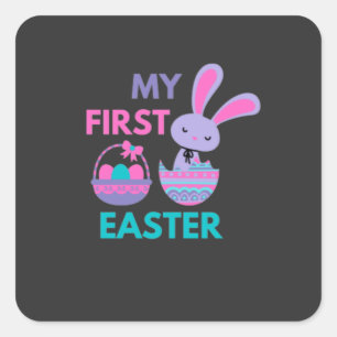 Babys First Oaster Funny Rabbit Quadratischer Aufkleber