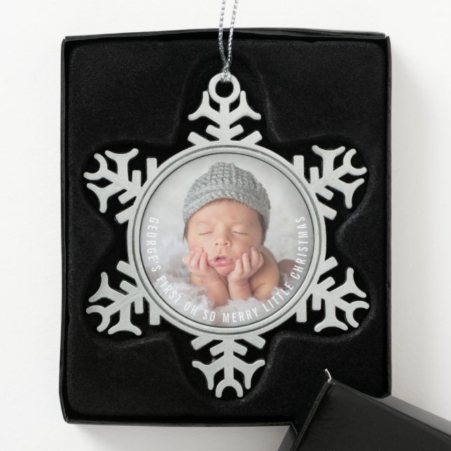 Baby's First Oh so fröhlich kleines Weihnachtsfest Schneeflocken Zinn-Ornament (Box)