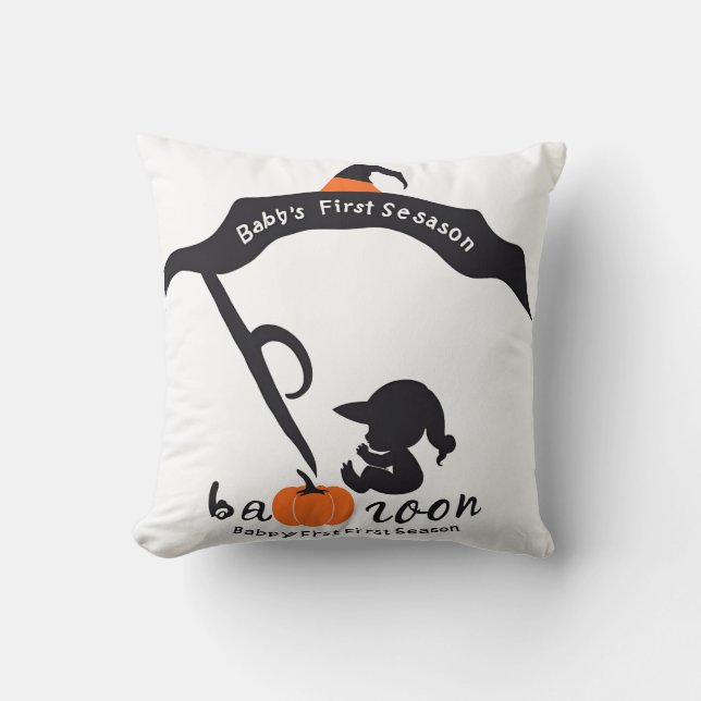 Baby's First Spooky Season Pumpkin Mama Kissen (Vorderseite)
