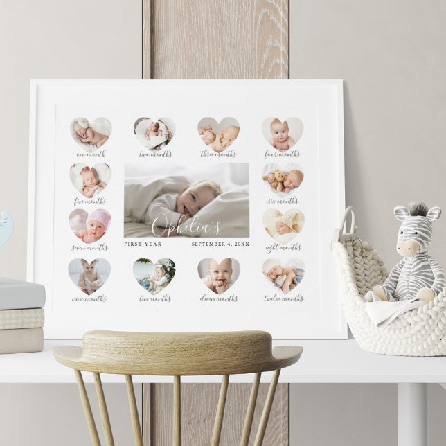 Baby's First Year Heart Foto Keepake Collage Poster (Von Creator hochgeladen)
