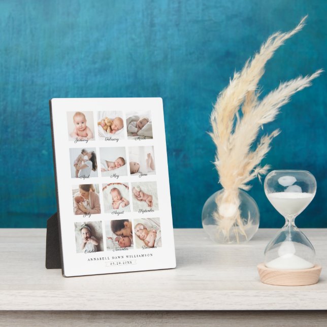 Baby's First Year Monthly Foto Collage Keepake Fotoplatte (Seite)