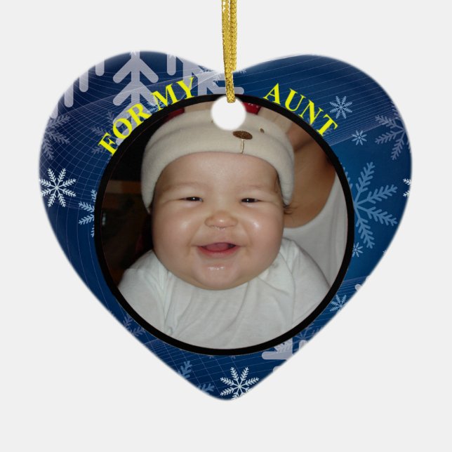 Baby's Foto Geschenk Tag & Ornament für Tante (Vorne)