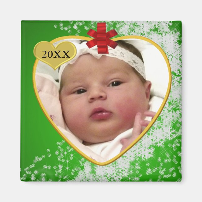 Baby's Foto Keepake Weihnachten Magnet (Vorne)