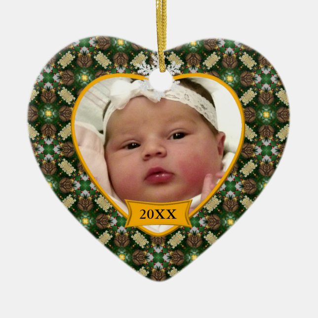 Baby's Foto Keepake Weihnachtsbaum Pinecone Keramik Ornament (Vorne)