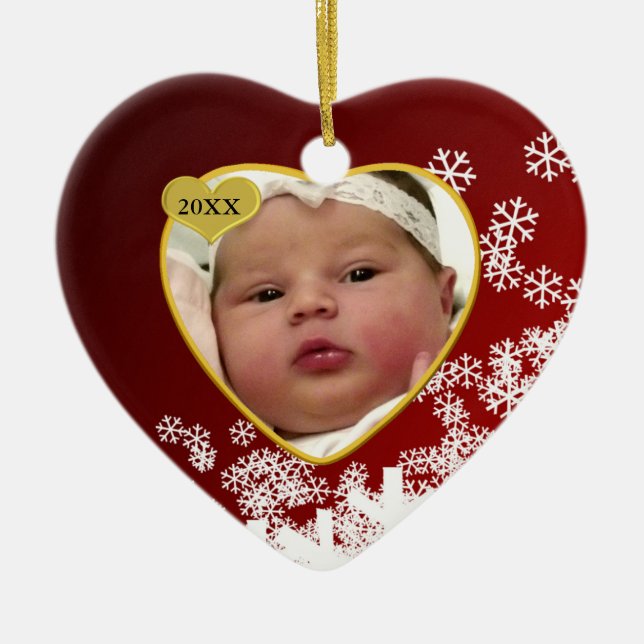 Baby's Foto Keepake Weihnachtsdekoration Keramik Ornament (Vorne)