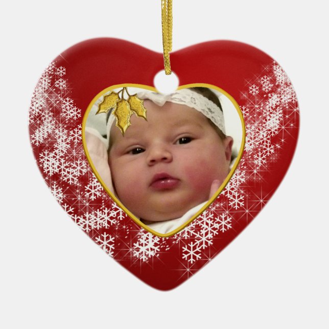 Baby's Foto Keepake Weihnachtsdekoration Keramik Ornament (Vorne)