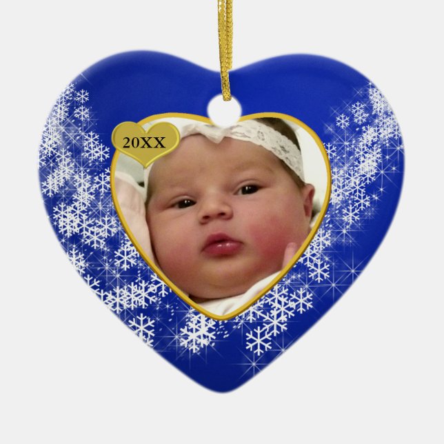 Baby's Foto Keepake Weihnachtsdekoration Keramikornament (Vorne)