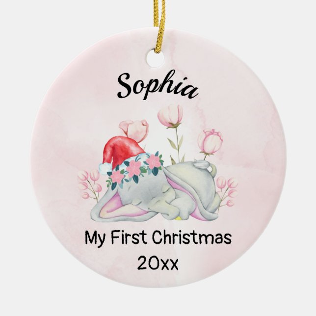 Baby's Girl My First Christmas 2023 Personalisiert Keramik Ornament (Vorne)