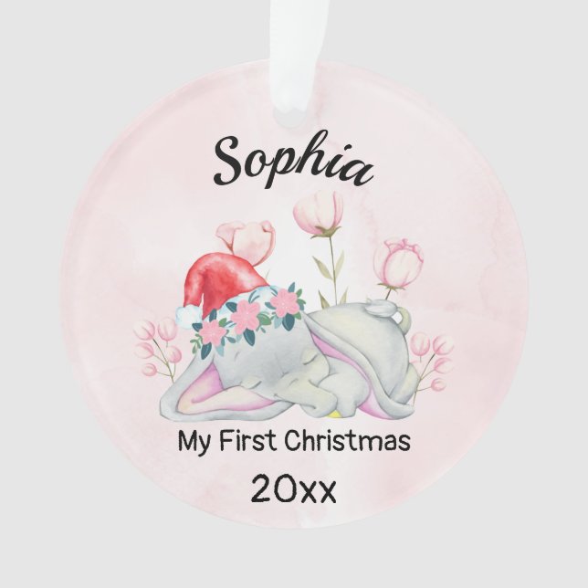 Baby's Girl My First Christmas 2023 Personalisiert Ornament (Vorderseite)