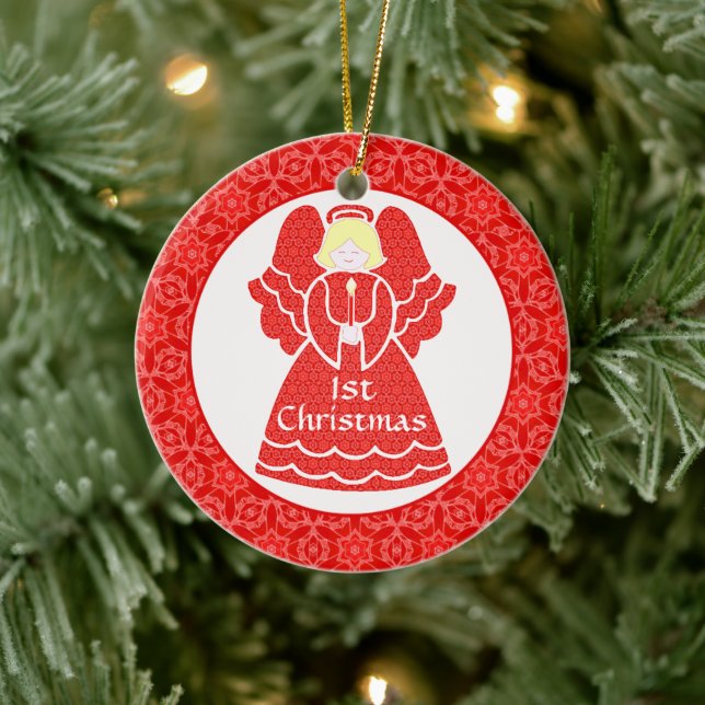 Baby's Girl's 1. Weihnachtsgel Keramik Ornament (Baum)