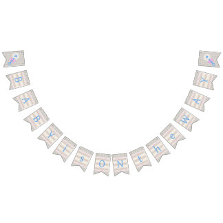 Baby's Grace Blue and Pink Striping Baby Dusche Wimpelkette