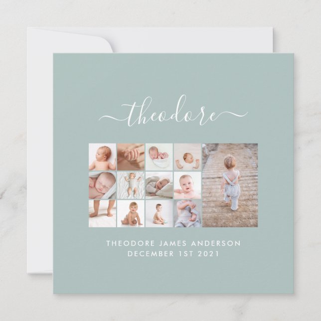 Babys im ersten Jahr Foto Collage Skript blau (Vorderseite)